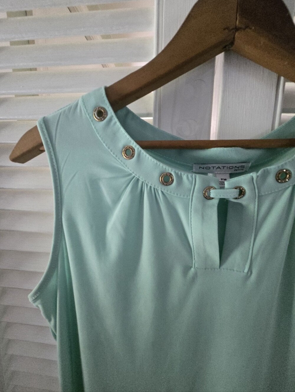 Notations Petite Mint Green Grommet Keyhole Tank Soft Stretch Y2K Coastal PM - Picture 4 of 8